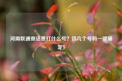 河南联通查话费打什么号？这几个号码一键搞定！