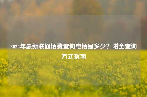 2024年最新联通话费查询电话是多少?附全查询方式指南