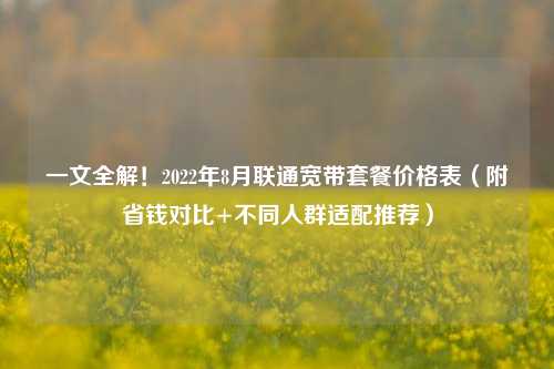 一文全解！2022年8月联通宽带套餐价格表（附省钱对比+不同人群适配推荐）