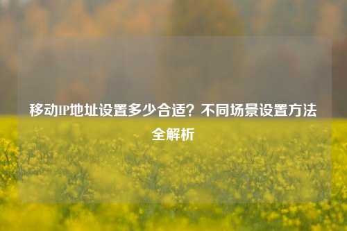移动IP地址设置多少合适？不同场景设置方法全解析