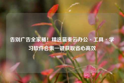 告别广告全家桶！精选蓝奏云办公·工具·学习软件合集一键获取省心高效