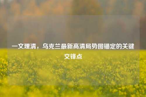一文理清,乌克兰最新高清局势图锚定的关键交锋点