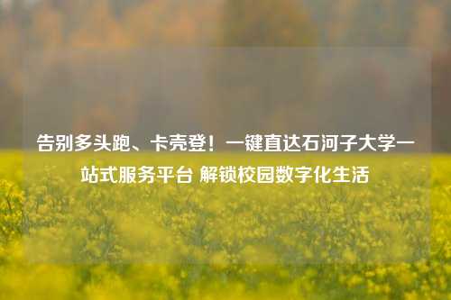 告别多头跑、卡壳登！一键直达石河子大学一站式服务平台 解锁校园数字化生活