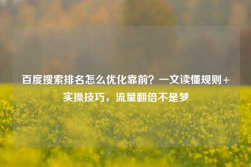 百度搜索排名怎么优化靠前？一文读懂规则+实操技巧，流量翻倍不是梦