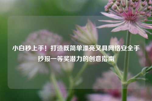 小白秒上手！打造既简单漂亮又具网络安全手抄报一等奖潜力的创意指南