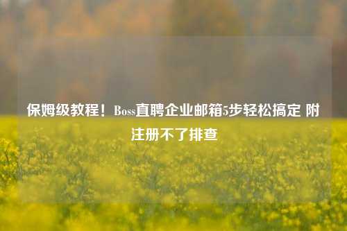 保姆级教程！Boss直聘企业邮箱5步轻松搞定 附注册不了排查