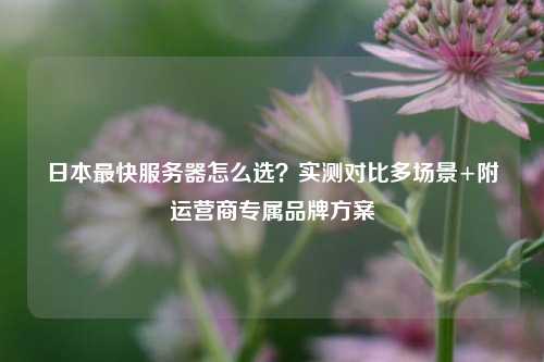 日本最快服务器怎么选？实测对比多场景+附运营商专属品牌方案