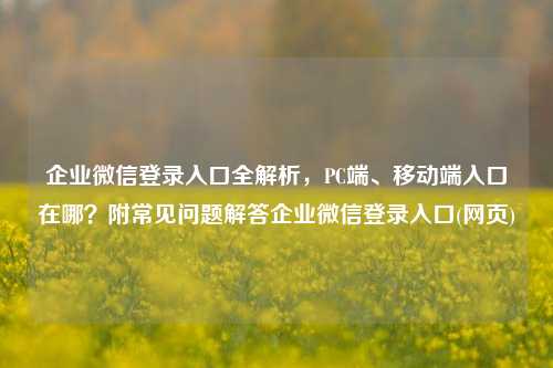 企业微信登录入口全解析，PC端、移动端入口在哪？附常见问题解答企业微信登录入口(网页)