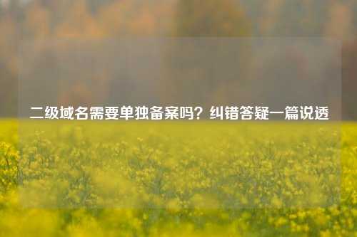 二级域名需要单独备案吗？纠错答疑一篇说透