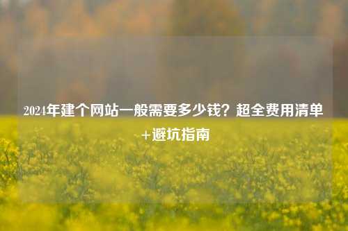 2024年建个网站一般需要多少钱？超全费用清单+避坑指南