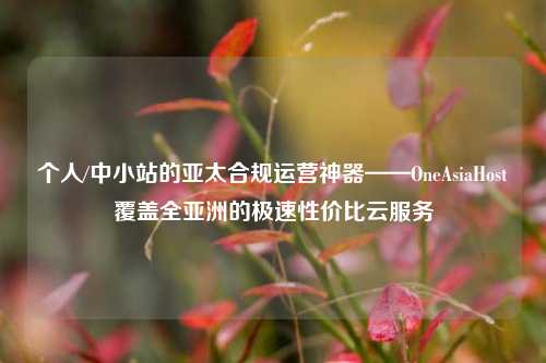 个人/中小站的亚太合规运营神器——OneAsiaHost覆盖全亚洲的极速性价比云服务