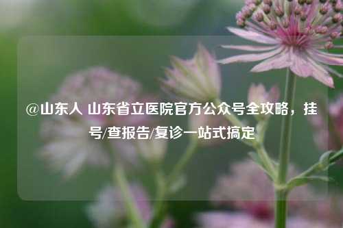 @山东人 山东省立医院官方公众号全攻略，挂号/查报告/复诊一站式搞定
