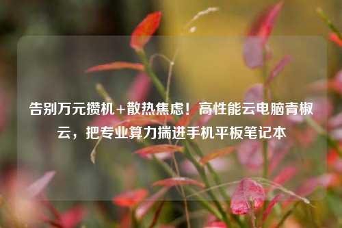 告别万元攒机+散热焦虑！高性能云电脑青椒云，把专业算力揣进手机平板笔记本