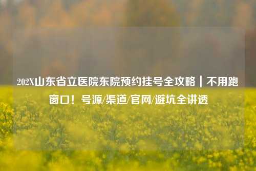 202X山东省立医院东院预约挂号全攻略｜不用跑窗口！号源/渠道/官网/避坑全讲透