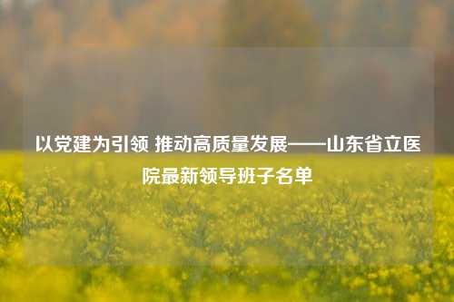 以党建为引领 推动高质量发展——山东省立医院最新领导班子名单