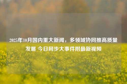 2025年10月国内重大新闻,多领域协同推高质量发展 今日同步大事件附最新视频