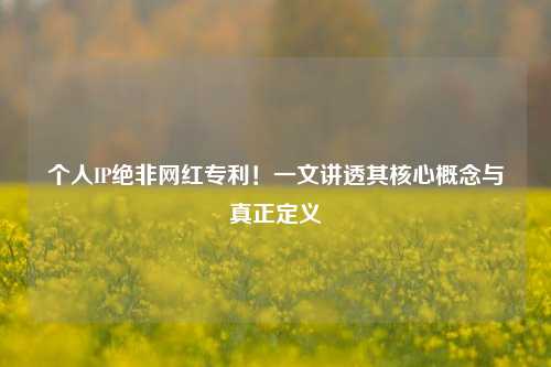 个人IP绝非网红专利！一文讲透其核心概念与真正定义