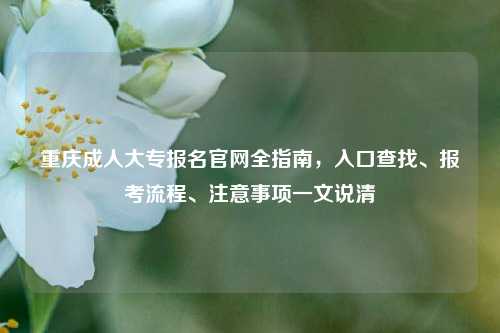 重庆成人大专报名官网全指南，入口查找、报考流程、注意事项一文说清