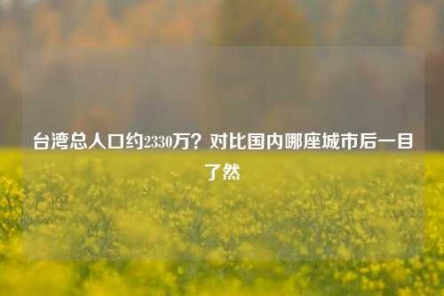 台湾总人口约2330万？对比国内哪座城市后一目了然