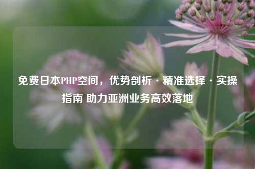 免费日本PHP空间，优势剖析·精准选择·实操指南 助力亚洲业务高效落地