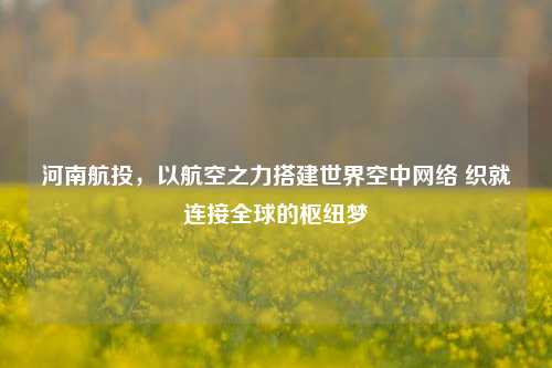 河南航投，以航空之力搭建世界空中网络 织就连接全球的枢纽梦