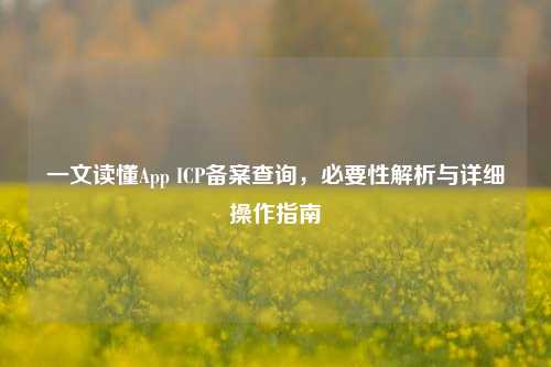 一文读懂App ICP备案查询,必要性解析与详细操作指南