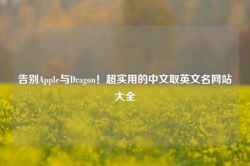 告别Apple与Dragon!超实用的中文取英文名网站大全