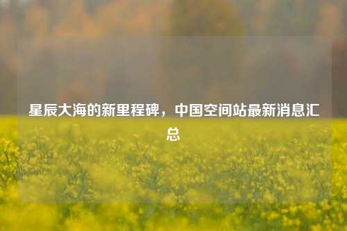 星辰大海的新里程碑,中国空间站最新消息汇总