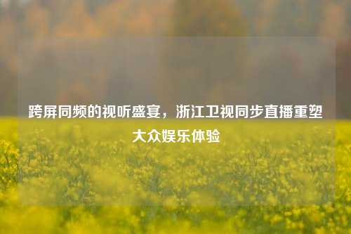 跨屏同频的视听盛宴,浙江卫视同步直播重塑大众娱乐体验