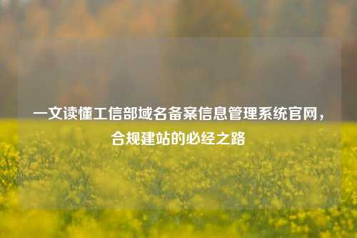 一文读懂工信部域名备案信息管理系统官网,合规建站的必经之路