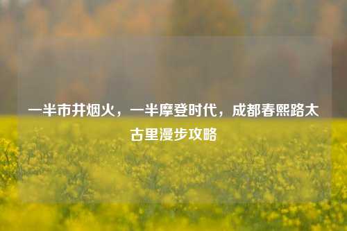 一半市井烟火,一半摩登时代,成都春熙路太古里漫步攻略