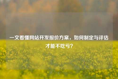 一文看懂网站开发报价方案,如何制定与评估才能不吃亏?