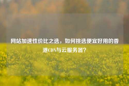 网站加速性价比之选，如何挑选便宜好用的香港CDN与云服务器？
