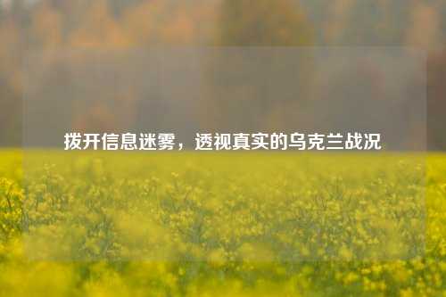 拨开信息迷雾,透视真实的乌克兰战况