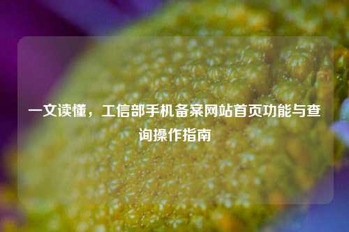 一文读懂，工信部手机备案网站首页功能与查询操作指南