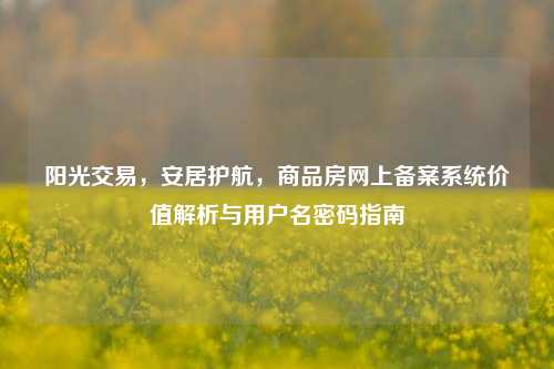 阳光交易，安居护航，商品房网上备案系统价值解析与用户名密码指南