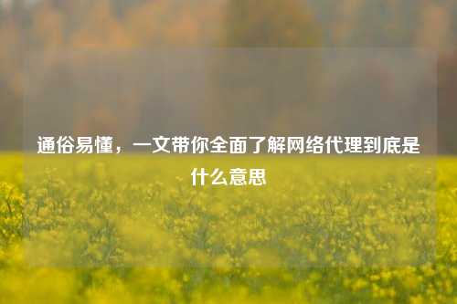 通俗易懂，一文带你全面了解网络代理到底是什么意思