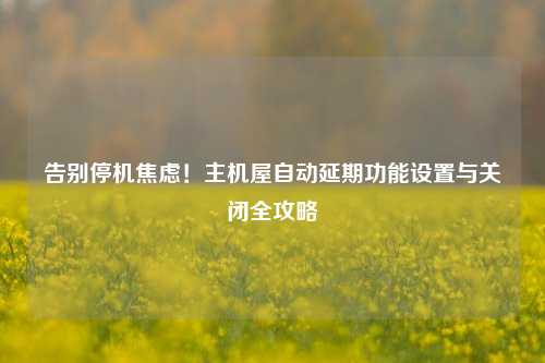 告别停机焦虑!主机屋自动延期功能设置与关闭全攻略