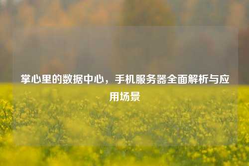 掌心里的数据中心,手机服务器全面解析与应用场景