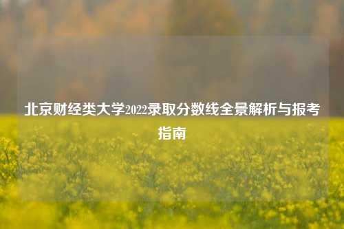 北京财经类大学2022录取分数线全景解析与报考指南