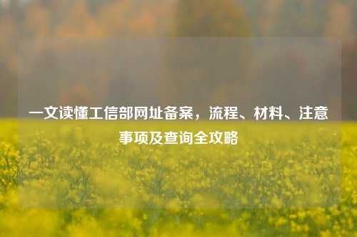 一文读懂工信部网址备案,流程、材料、注意事项及查询全攻略