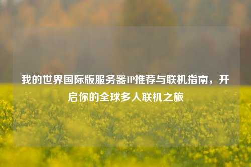 我的世界国际版服务器IP推荐与联机指南，开启你的全球多人联机之旅