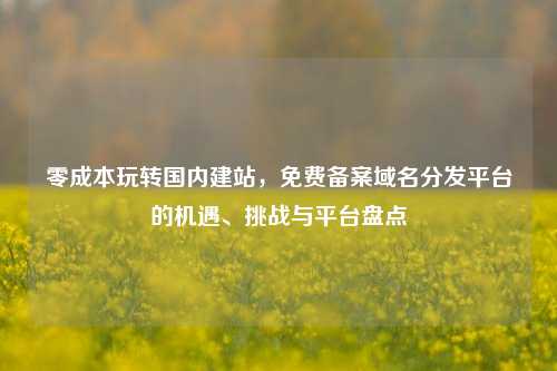 零成本玩转国内建站，免费备案域名分发平台的机遇、挑战与平台盘点
