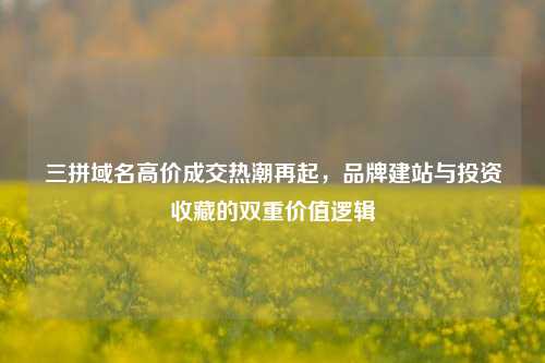 三拼域名高价成交热潮再起，品牌建站与投资收藏的双重价值逻辑