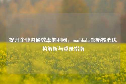 提升企业沟通效率的利器，mailibaba邮箱核心优势解析与登录指南