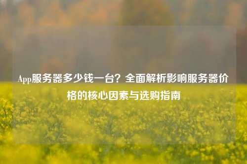 App服务器多少钱一台？全面解析影响服务器价格的核心因素与选购指南