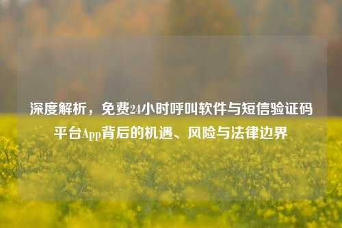 深度解析，免费24小时呼叫软件与短信验证码平台App背后的机遇、风险与法律边界