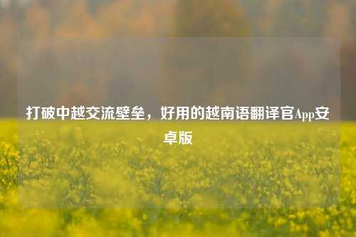 打破中越交流壁垒，好用的越南语翻译官App安卓版