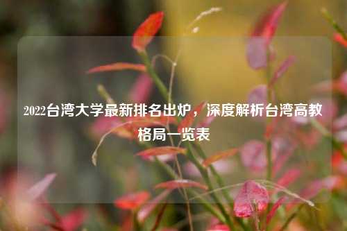 2022台湾大学最新排名出炉，深度解析台湾高教格局一览表