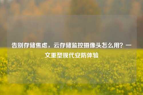 告别存储焦虑，云存储监控摄像头怎么用？一文重塑现代安防体验